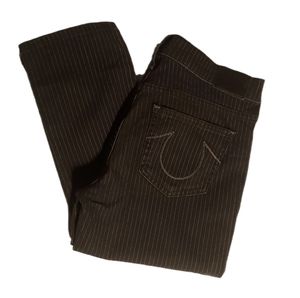 True Religion Victoria Skinny Cigarette Pinstriped Black jeans